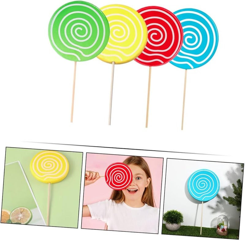 Cabilock 4pcs Large Realistic Lollipop Photo Props For Party Decor Cosplay Photography Red Green Blue Yellow - Image 3